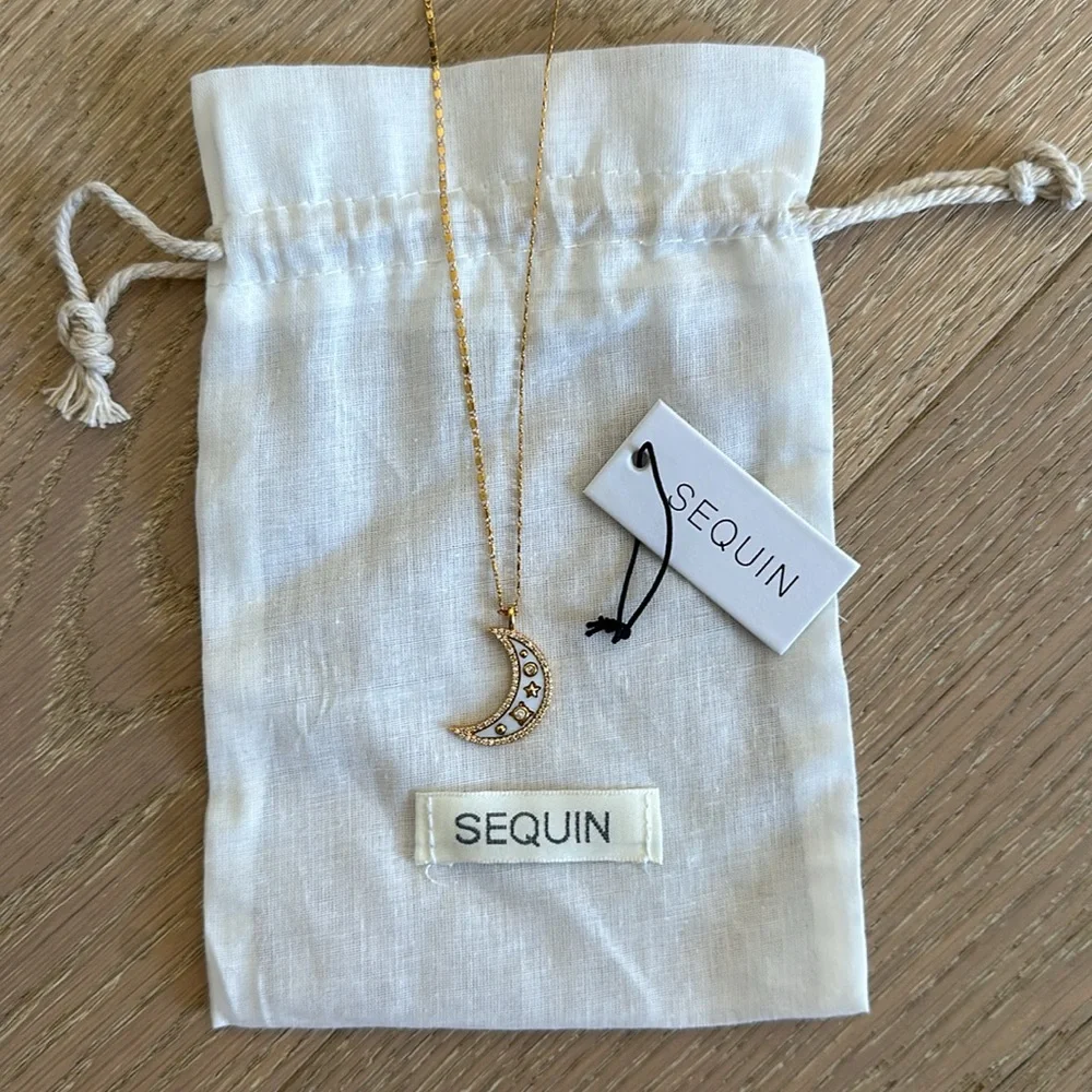 Sequin Aura Moon Talisman Necklace